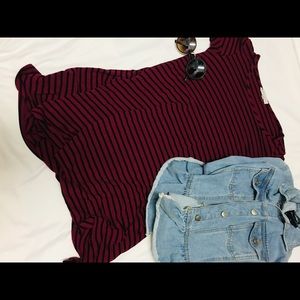 Red and black striped dress